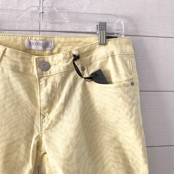 Express Yellow Print Stella Ankle Skinny Jeans - Picture 4 of 7